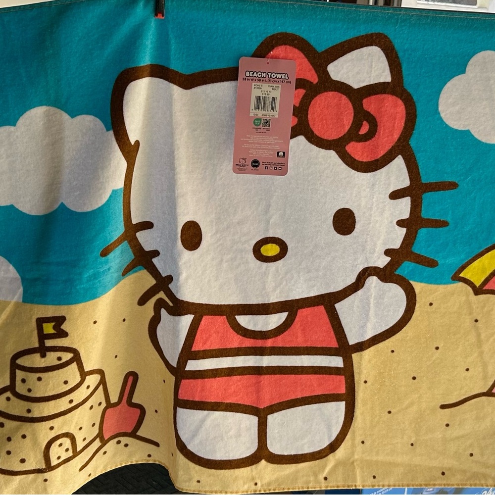 Hello Kitty Pink and White Beach Towel
